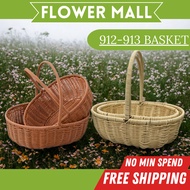 (912-913) RATTAN BASKET FLOWER BOX Round Weave Storage Fruit Garden Flower pot Hamper Raya Goodies