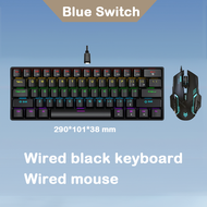 K61 Mini cơ có dây bàn phím và chuột combo nhỏ gọn 61 phím đèn nền RGB Bàn phím công tắc đỏ có dây m