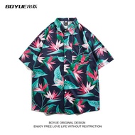 Tokyolife Boyue Silk Leap Áo sơ mi Polo dành cho nam giới Mùa hè Thời trang đầy đủ in áo Hồng Kông P