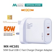 MOXOM MX-HC101 USB-C PD 50W SUPER SI FAST CHARGER ADAPTER WITH PD 50W + QC3 DUAL TYPE C FAST CHARGER