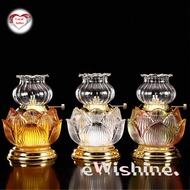 Glazed Beauty Lotus Crystal Oil Lamp / Buddha Lamp / Glass Oil Lamp for Clear Crystal Oil Use Only