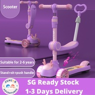 3 Wheeled Scooter for Kids - Stand &amp; Cruise Child&amp; With push rod/Toddlers Toy Folding Kick Scooters/Adjustable Height