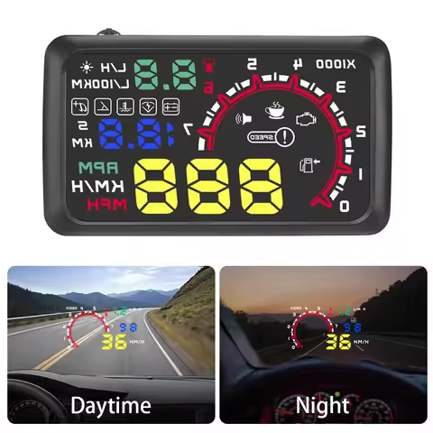 W02 Head Up Display OBD Driving Computer Auto Speedometer Tachometer Gauge Water Temperature Speed W