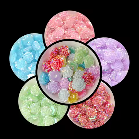 Multiple sizes AB color rose candy color camellia macaron flower resin accessories DIY handmade mate