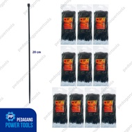 Pack of 10 JP Cable Ties 2.5 x 200 mm Black Length 20 cm Nylon Multipurpose Strap Ties
