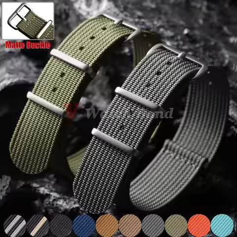 18/19/20/22mm Matte Buckle High Quality Fabric Watchband Woven Nylon Watch Strap One Piece Weave Wat