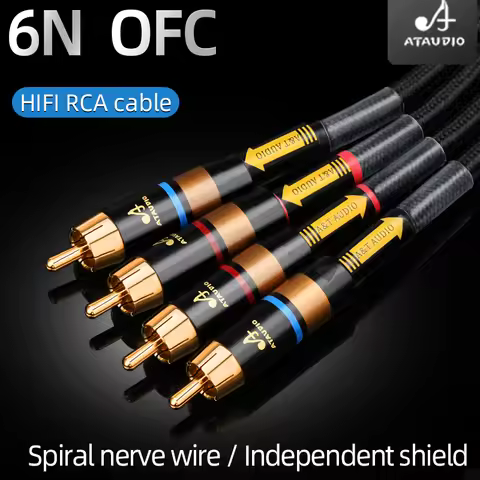 One Pair HIFI RCA Cable HiFi Main Core Independent Shielding RCA to RCA Audio Cable 6N OFC Audio Cab
