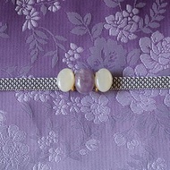 ラベンダー翡翠とシェル調樹脂の三連帯留め