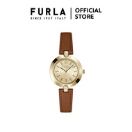 Furla Logo Links Gold Tone Case Champagne Dial Watch
