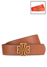 Q98 TORY BURCH Britten Logo Reversible 1.5" Belt /Classic Tan/Poppy Red/ size S *sf or pick up