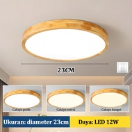 【COD】Lampu Plafon Minimalis Modern Lorong Dekorasi Bulat Persegi Tekstur Kayu Pvc 18/24/36/45 Watt 3