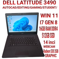 LAPTOP DELL 3490 CORE I7 GEN 8 ,16GB RAM,SSD 512GB