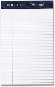 TOPS Docket Diamond 100% Recycled Premium Stationery Tablet, 5 x 8 Inches, Perforated, White, Narrow Rule, 50 Sheets per Pad, 4 Pads per Pack (63981)