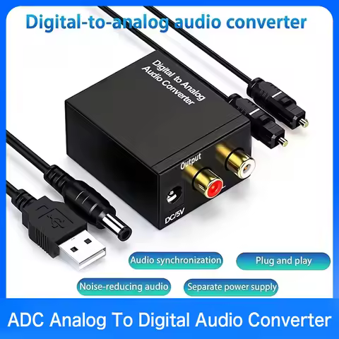 192kHz DAC Digital‑to‑Analog Audio Converter Optical Coaxial SPDIF Toslink to RCA L/R Stereo Adapter