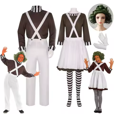 Movie Charlie Chocolate Factory Cosplay Costume Halloween Adult Loompa Oompa Performance Costumes Pa