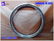 WHEEL RIM YAMAHA TX 500 Y1974 SIZE 18 x 2.15 DOT 36 # วงล้อเหล็ก (ชุบโครเมียม) ขอบ 18 x 2.15 36 รู