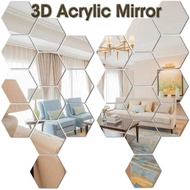 10pcs Cermin Hexagon 8cm*8cm Hiasan Dinding/Mirror Hexagon Sticker Wall Decor Ready Stock🔥