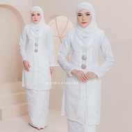 BAJU NIKAH CORAK SONGKET | BAJU NIKAH PUTIH OFF WHITE FULL SET | KEBARUNG LABUH SONGKET PRINTED PUTI