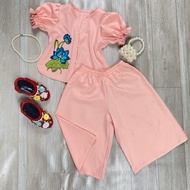 Bộ đồ bà ba mẹ và bé lụa hồng hoa sen xanh 8-2kg 40-65kg Angel Baby Shop Thời Trang Thiết Kế Mẹ và B