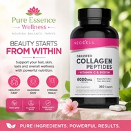 NeoCell Collagen Peptides – 6000 mg Grassfed Bovine + Biotin + Vit C – 360 Tablets – Hair, Skin & Na