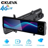 EKLEVA DVR ADAS 4G Android Rearview 3-CH Car Dashcam (2 + 32GB)