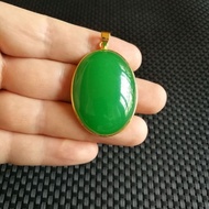 I Burmese Full Green Jade Color Dry Green Ice Seed Egg Face Emerald Jade Color 925 Silver Inlaid Pen