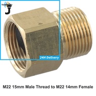 JK M22 15mm Male Thread to M22 14mm Female Metric Adapter Pressure Washer Brass
