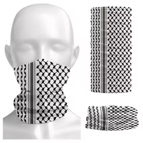 Palestinian Hatta Kufiya Bandana Neck Gaiter Palestine Arabic Keffiyeh Pattern Mask Scarf Headband S