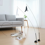 Self-Playing Cat Toy with Suction Cup Base and 4 Durable Steel Wire Attachments - Interactive Teaser