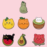 Cute Fruits Cat Enamel Pin Sweet Lemon Strawberry Brooch Badges Cartoon Animal Lapel Badges Backpack