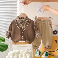 New Autumn Spring Boys Clothes Baby Causal Sweater Hooded Flowers Shirt Causal Pants 3pcs/set Kids S