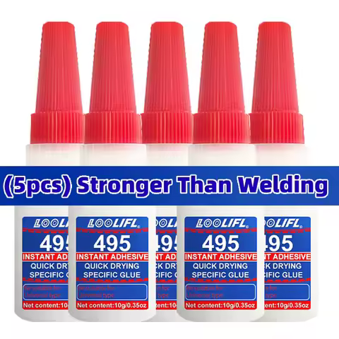 5PCS LOOLIFL495 Super Glue Plastic Professional Adhesive TransparentCyanoacrylate Glue Fast Drying O