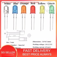 (Ready Stock) 10 pcs 3MM &amp; 5MM Blue Yellow Red White Green LED High Performance Color Light Bulb 2pin Emitting Diode