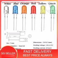 (Ready Stock) 10 pcs 3MM & 5MM Blue Yellow Red White Green LED High Performance Color Light Bulb 2pi