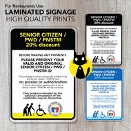 Senior Citizen / PWD / PNSTM Discount Requirements Sign / Signage / Sign Board