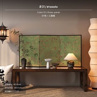 ฉากกั้นโต๊ะ 3 แผงสไตล์วินเทจฝรั่งเศส ลายดอกไม้เขียวขจี ฉากตกแต่งย้อนยุคสำหรับห้องนั่งเล่น ห้องพระ ห้