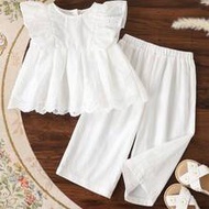 2pcs/Set BabyGirl Ditsy Floral Sleeveless Top & Loose Casual Pants Set Kids Two Pieces Outfit Girls 