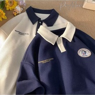 【READY STOCK】ProMan baju polo lelaki kolar waffle polo t shirt men short sleeve graphic black tshirt