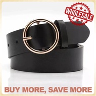 [Ready Stock] Korean Fashion Belt Boho Metal Round Buckle Female Belt Vintage Waistband Golden Waist