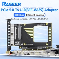 RAGEER PCIe 5.0 to U.2 (SFF-8639) Adapter 128Gbps U.2 SSD to PCIE X4/X8/X16 Expansion Card Compatibl