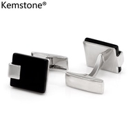 Kemstone SquareสีดำOnyxคัฟฟ์ลิงก์สุภาพบุรุษCufflinkเครื่องประดับ