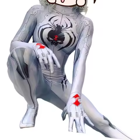 Halloween White Jamie Black Widow Spider Cosplay Costume Woman Zentai Suit Adults Bodysuit Female Pa