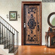1 Pair Victorian Style Door Decals - Elegant Floral Pattern, Removable Self-Adhesive Door Stickers, 