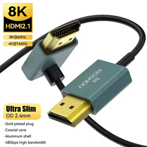 MOSHOU Slim & Flexible Soft 8K 4K HDMI to HDMI Cable 4K@120Hz 8K@60Hz 48Gbps Ultra Thin HDMI 2.1 Cab