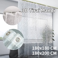 3D Shower Curtain Bathroom Curtain With 12 Hooks Shower Curtain 180x180cm Waterproof Bathtub Partiti