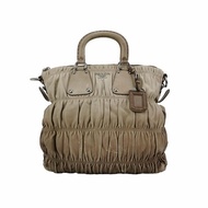 Prada Gaufre羊皮拼色漸變字母logo褶皺手提包