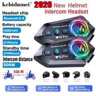 Y12PRO Motorcycle Helmet Bluetooth Headset 1000mAh 120H Playtime IP67 Waterproof 1000M Intercom for 