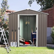 Ball & Cast 6x5 FT Outdoor Metal Storage Shed,Galvanized Garden Tool Cabinet with LSliding Doors and
