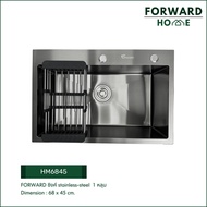Forward ซิงค์ล้างจาน อ่างล้างจาน สแตนเลส เคลือบนาโนสีดำ ขนาด 68x45CM Kitchen sink stainless steelBlack sink รุุ่น HM6845