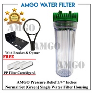 AMGO 3/4" inches Pressure Relief Water Filter Housing [FREE 3 PP Filter]water jet pressure water
